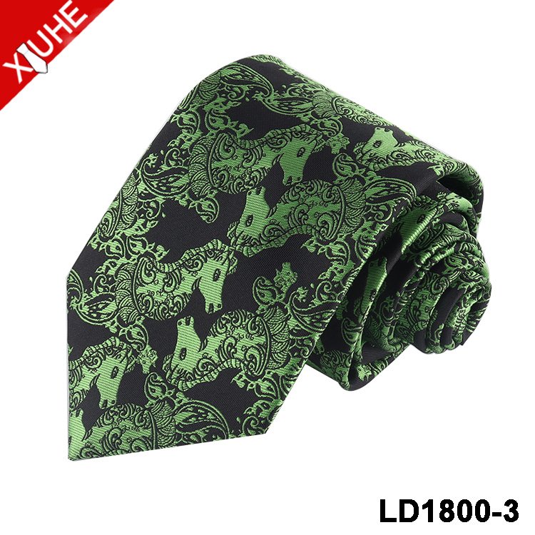 New Design Green Color Tie Paisley Pattern Mens Ties Custom Polyester Woven Necktie