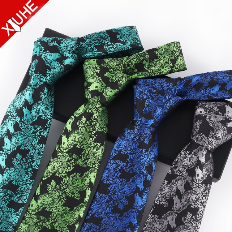 New Design Green Color Tie Paisley Pattern Mens Ties Custom Polyester Woven Necktie