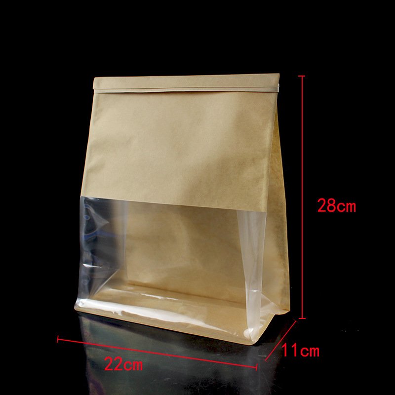 Resealable Custom Print Bakery Bags With Window Sample Food Grade Transparent Cookie Dessert Take away Bread Packaging Bags