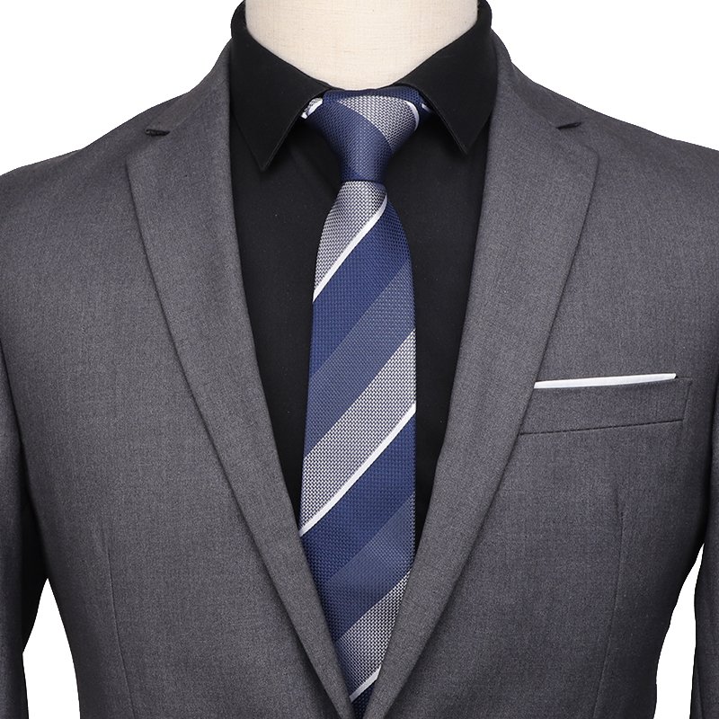 Manufacturer Custom Men Stripe Ties Red Blue Printed Jacquard Polyester Neckties for Men