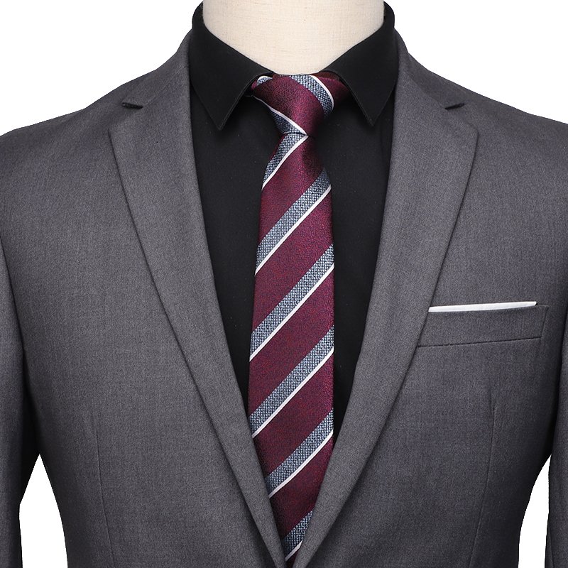 Manufacturer Custom Men Stripe Ties Red Blue Printed Jacquard Polyester Neckties for Men