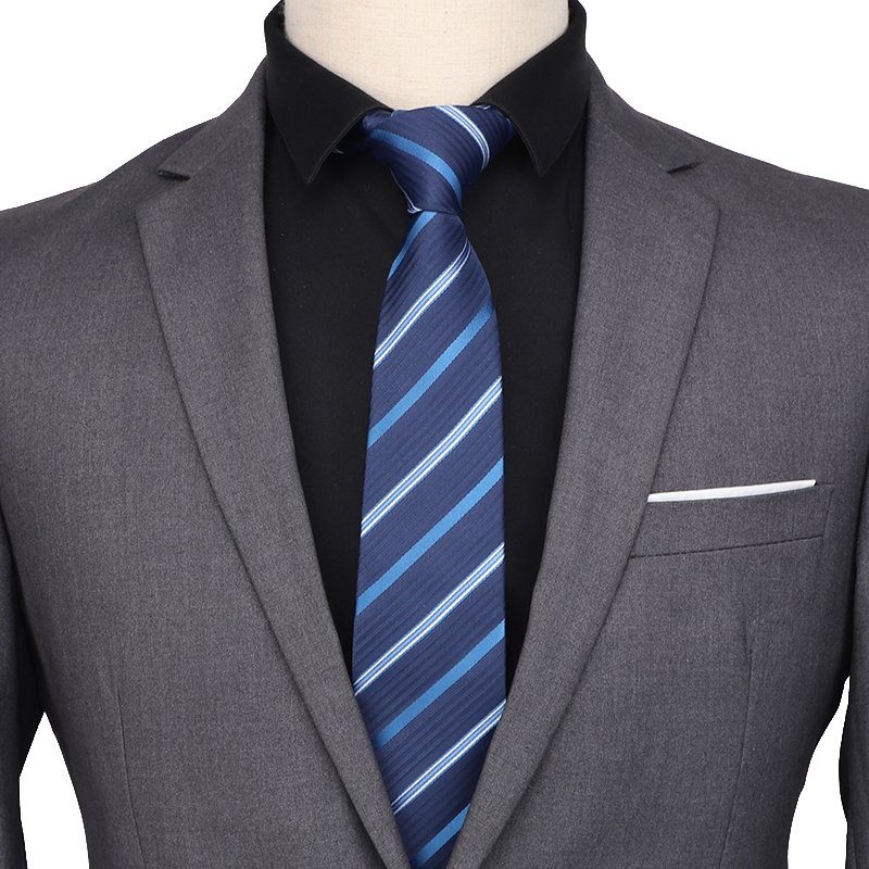 Manufacturer Custom Men Stripe Ties Red Blue Printed Jacquard Polyester Neckties for Men