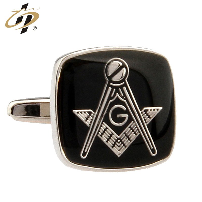 Custom cheap masonic brass high quality gold and sliver mens cufflinks