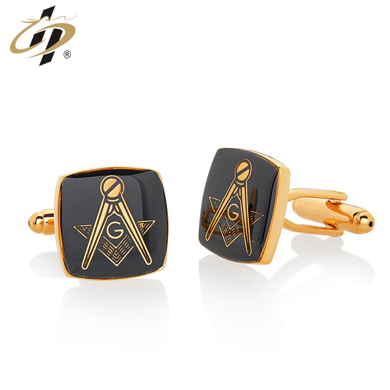 Custom cheap masonic brass high quality gold and sliver mens cufflinks