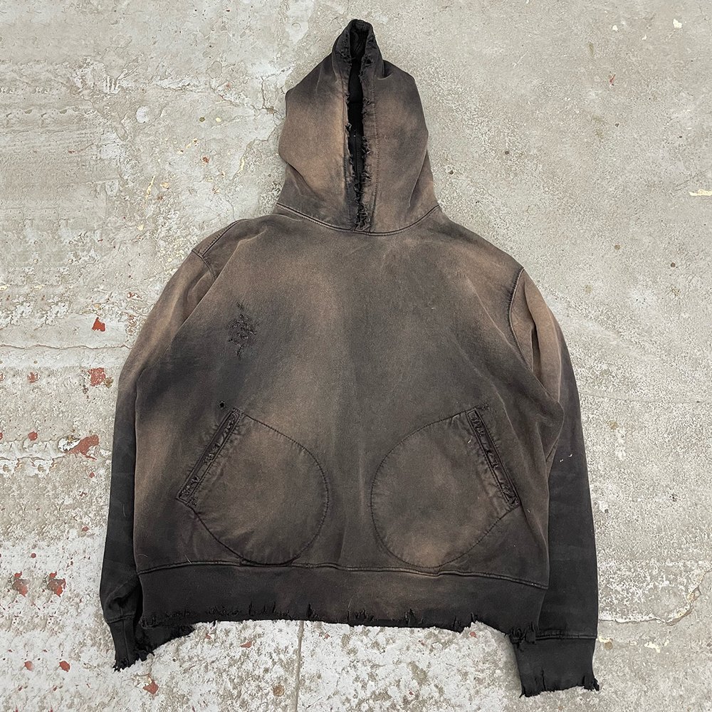 Huili Factory Heavywieght 100% Thick Cotton Unisex Hoodies Custom Distressed Vintage Washed 450Gsm French Terry Hoodie