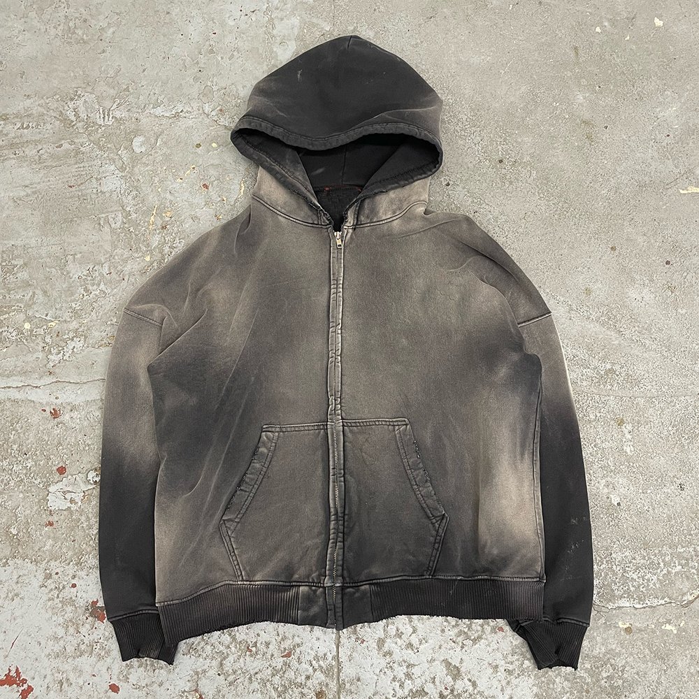 Huili Factory Heavywieght 100% Thick Cotton Unisex Hoodies Custom Distressed Vintage Washed 450Gsm French Terry Hoodie