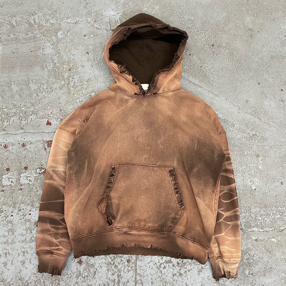 Huili Factory Heavywieght 100% Thick Cotton Unisex Hoodies Custom Distressed Vintage Washed 450Gsm French Terry Hoodie