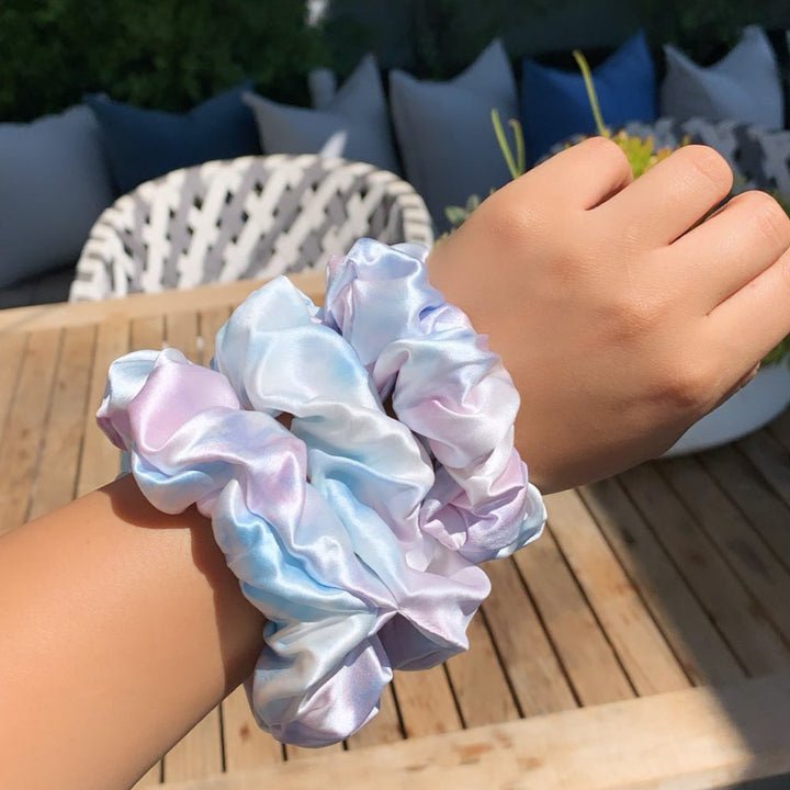 2022 Custom logo label xl scrunchie silk hair ties women 22mm large 100% mulberry silk scrunchies for hair