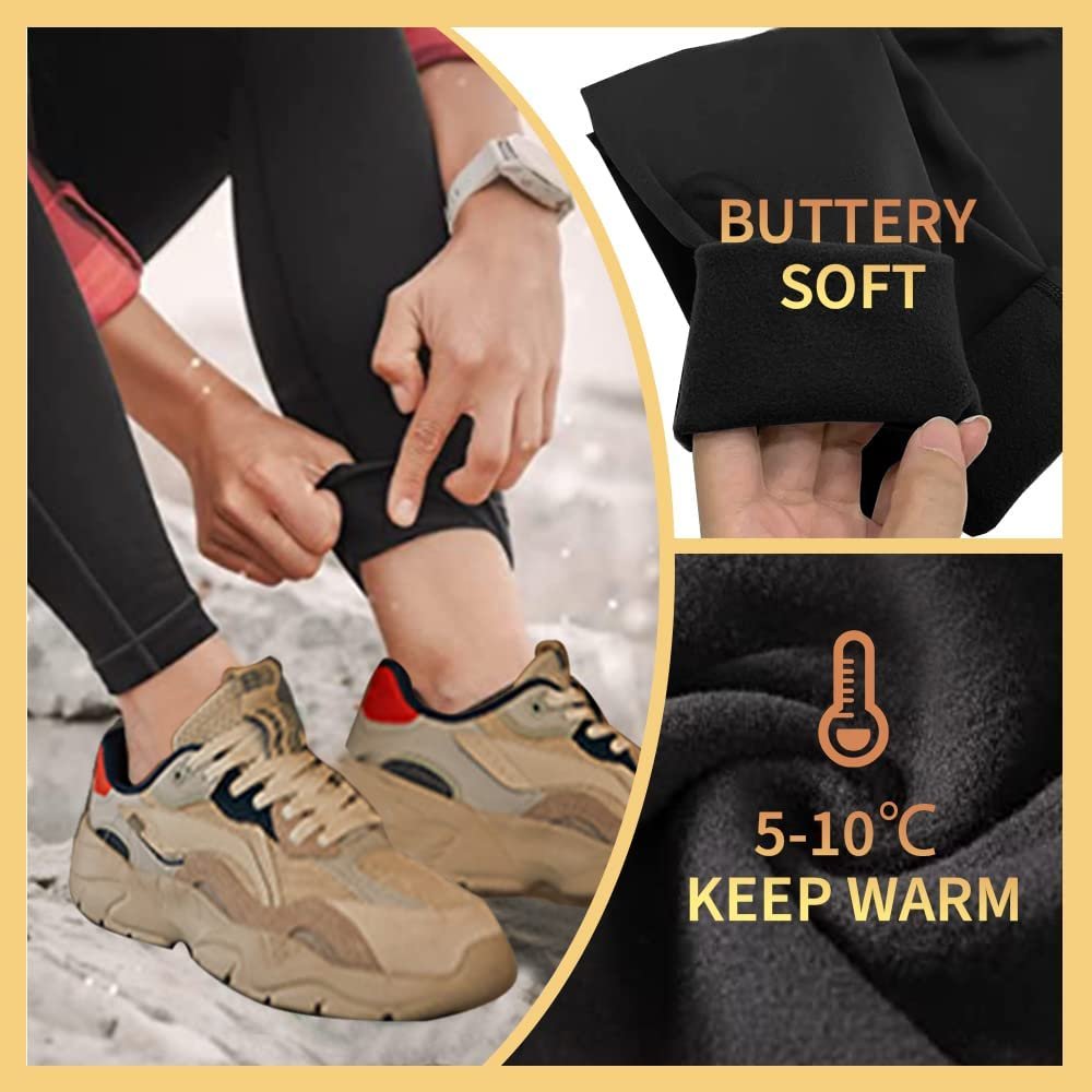 Fleeced Yoga Pants Leggings For Women High Waist Thick Thermal Leggings with Pocket Warm Winter Fleece Lined Yoga Leggings