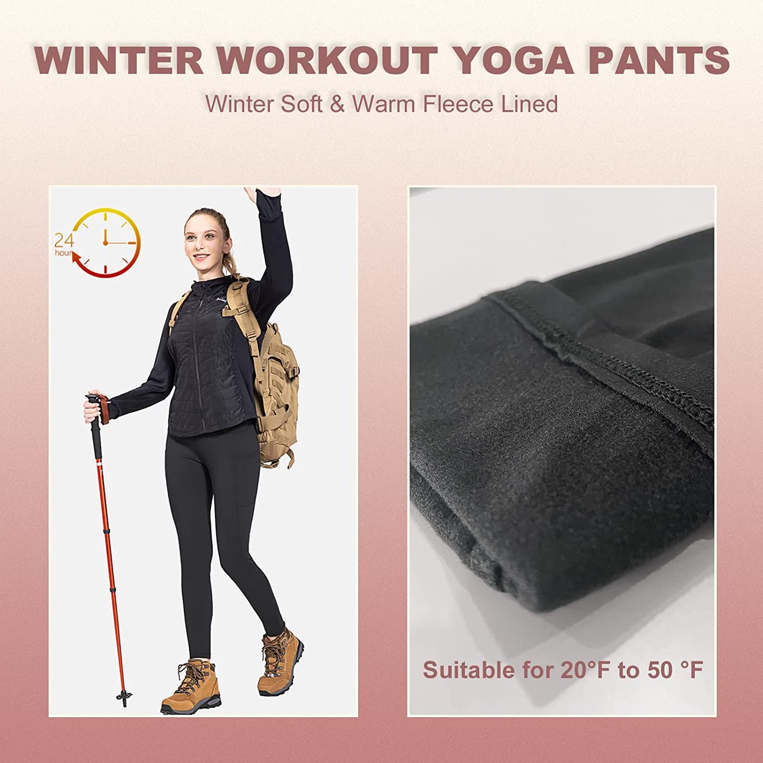 Fleeced Yoga Pants Leggings For Women High Waist Thick Thermal Leggings with Pocket Warm Winter Fleece Lined Yoga Leggings