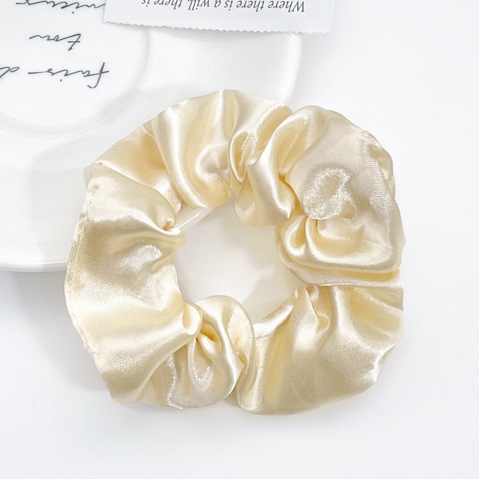 New arrival high end solid color satin hair scrunchies for woman wholesale custom silk crunchies hair ties