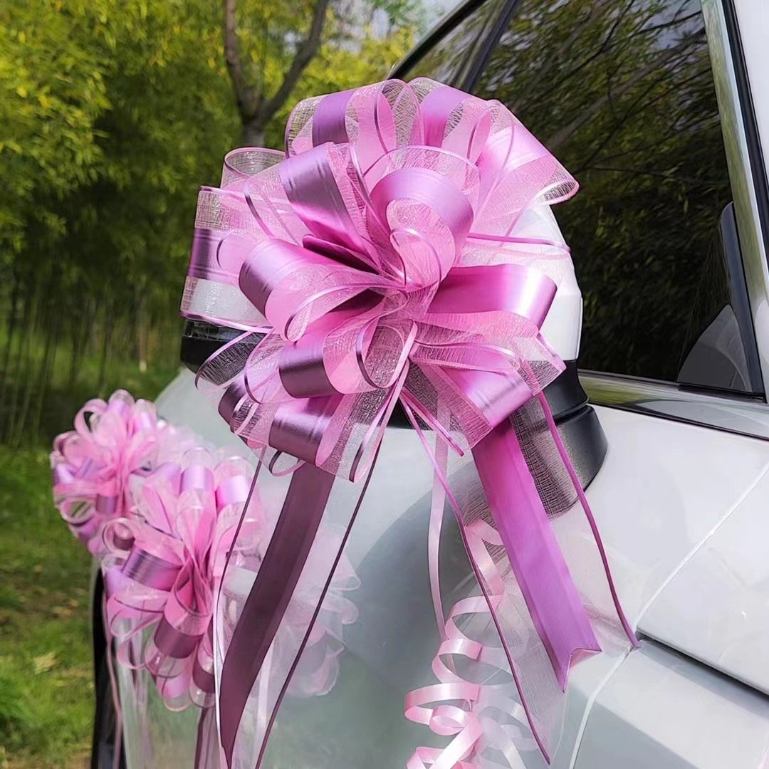 Gordon Ribbons Pre tied Bow Organza PP Pull Ribbon Bow Big Bow for Wedding Door Wreath Decoration
