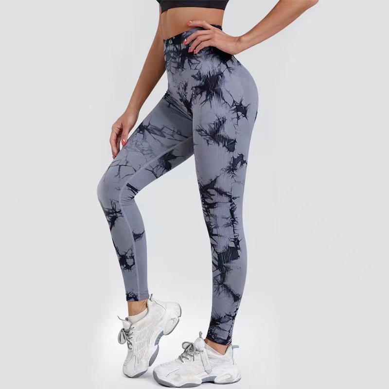 Spot Tie Dyed High Waist Tight Fitness Pants Quick Dry Running Yoga Pants Lifting Hips Slim Fit Sports Tights