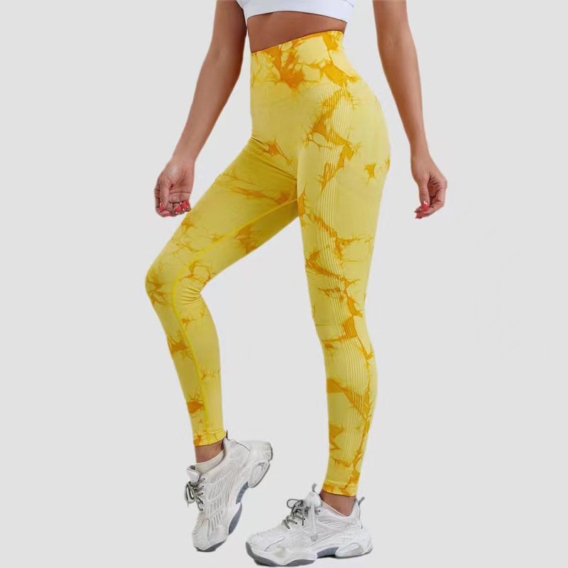 Spot Tie Dyed High Waist Tight Fitness Pants Quick Dry Running Yoga Pants Lifting Hips Slim Fit Sports Tights
