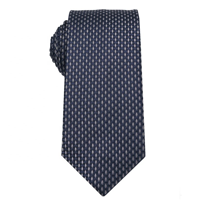 Custom high quality fashion latest design dot tie reversible navy blue fashion design gift self stripe tie men's luxury ties