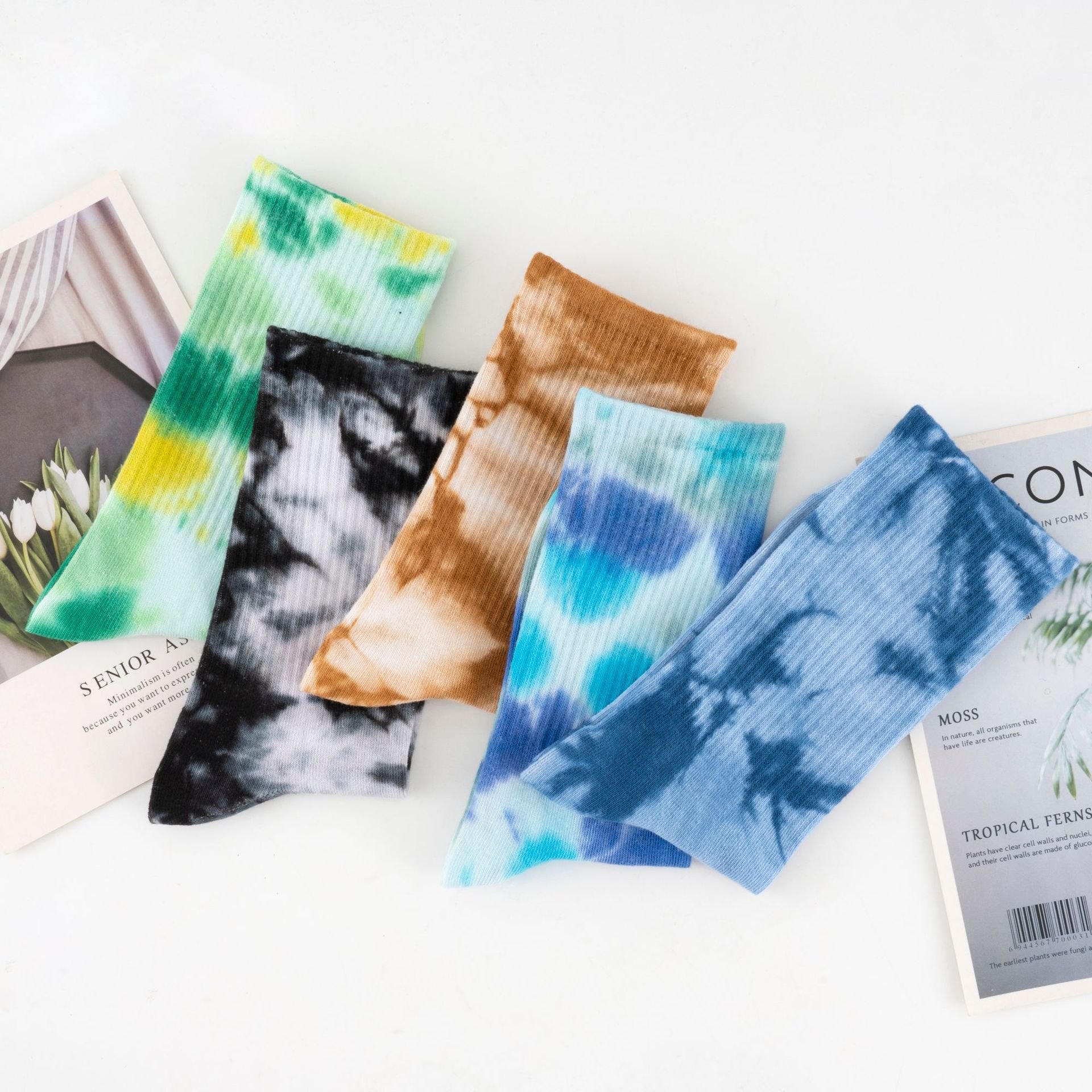 2024 Wholesale High Quality Funny Happy Men Fashion Cotton Calcetines Custom Tube Crew Designer Tie Dye Socks Unisex Size Free