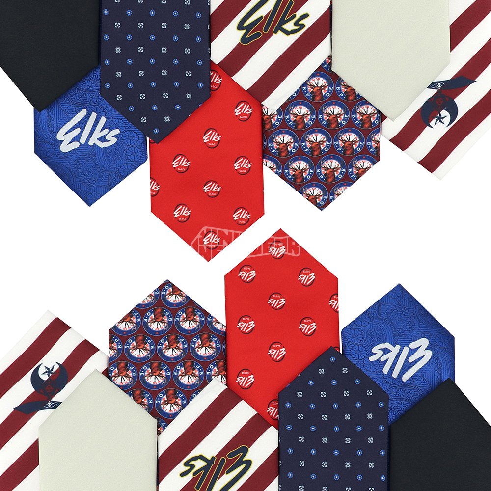 Handmade Blue Red Patriotic Neckties New Design Polyester Men Fraternity Customized Logo Tie