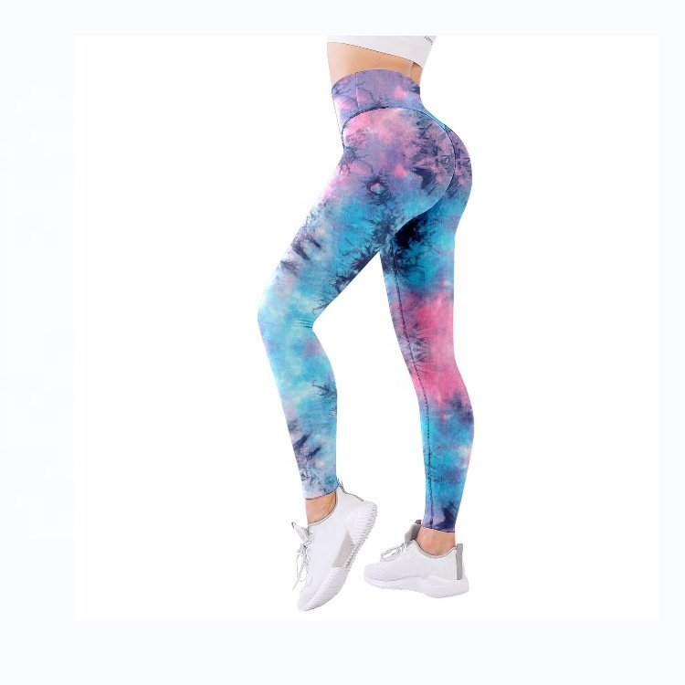 Gym workout clothing seamless peach hip leggings tie dye scrunch butt pants fitness sports gym tights leggings for women