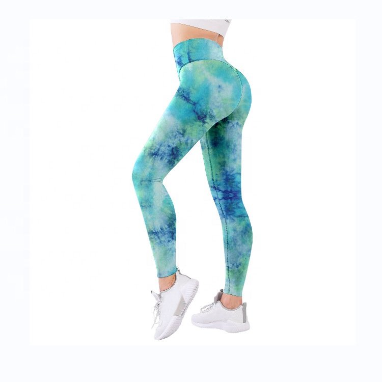 Gym workout clothing seamless peach hip leggings tie dye scrunch butt pants fitness sports gym tights leggings for women