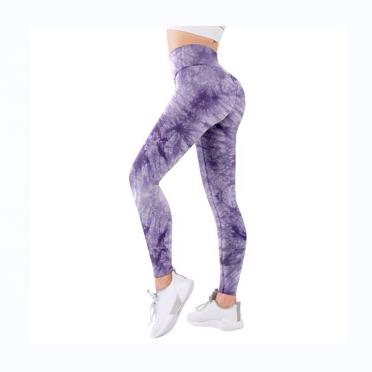 Gym workout clothing seamless peach hip leggings tie dye scrunch butt pants fitness sports gym tights leggings for women