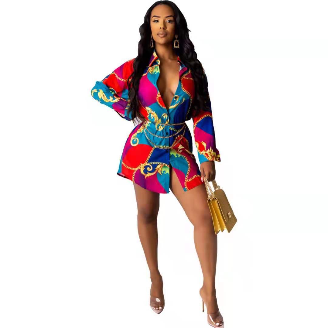 New arrivals 2024 spring clothes women tie dye long sleeve elegant casual dresses women skirts loose shirt dress
