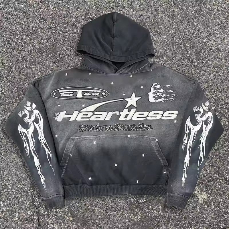 Manufacturer Custom Screen Printed Acid Wash Sun Faded Pullover Hoodie Plain Custom Heavyweight French Terry Vintage Hoodie