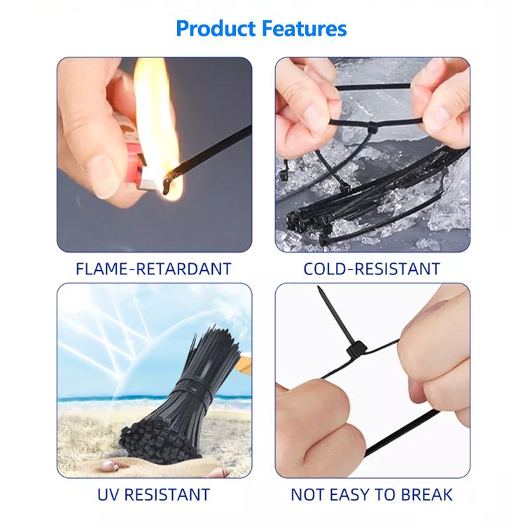 100 Pcs Pack Strong self-locking nylon cable tie heavy duty plastic zip ties wraps never break