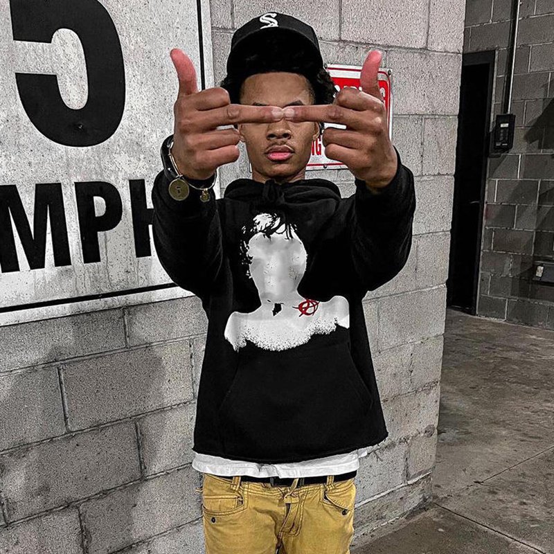 High quality screen print raw hem hoodie streetwear mens cotton raw edge hoodie
