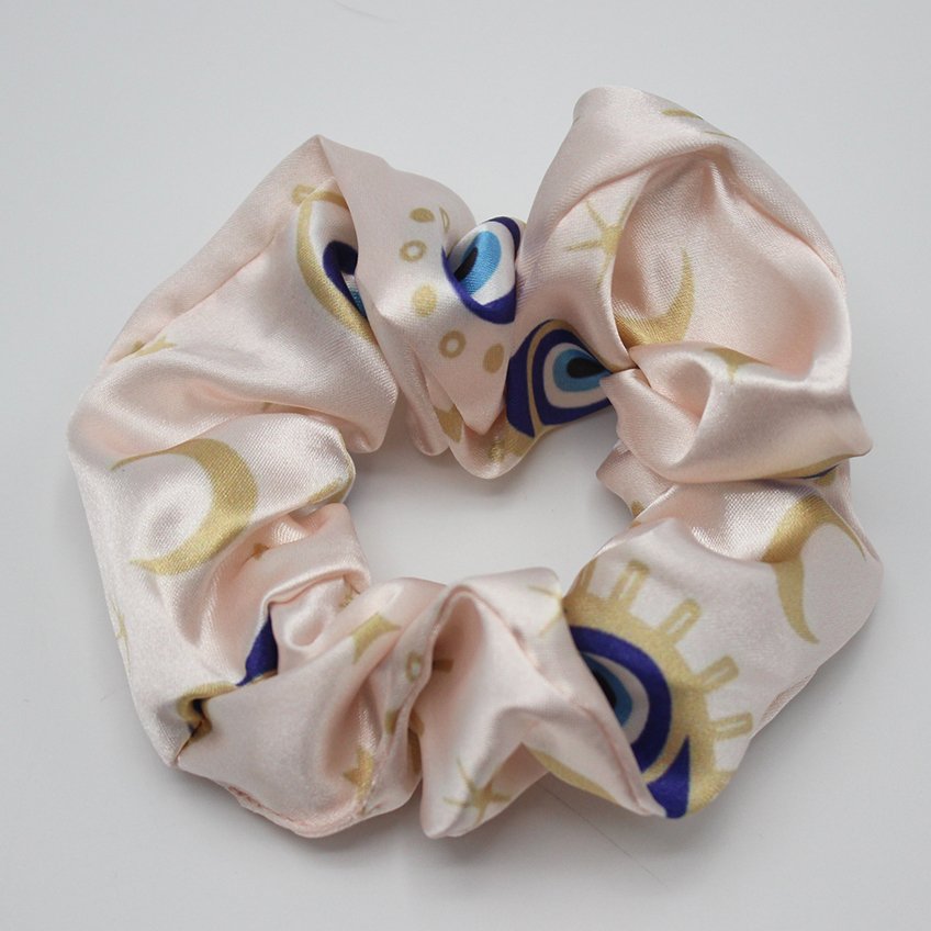 Manufacturers wholesale oversized xl satin hair ties personalized custom logo bamboo silk printed scrunchies