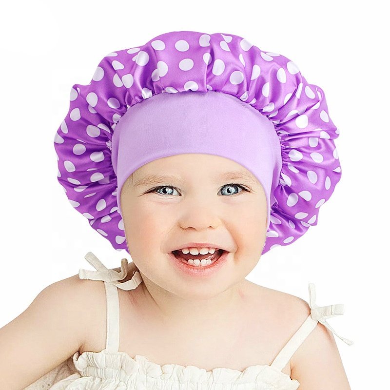Childlike Innocence Pattern Style Three Pieces/Set Satin Hair Bonnets Custom Logo Printed Outdoor Hats