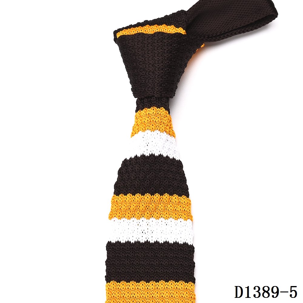 Yili China Factory OEM Custom Made Yellow Seamless Polyester Silk Men Knitted Tie