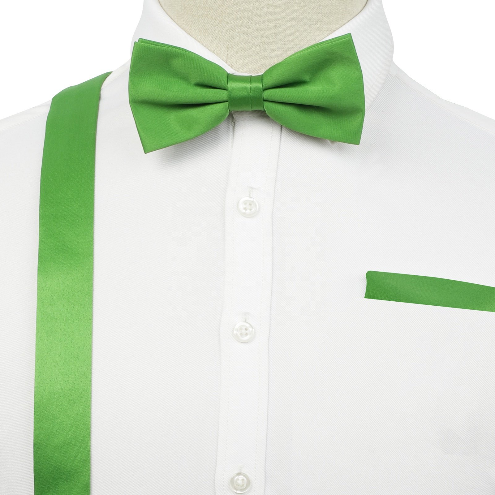 Mens Clips Suspenders Pre Tied Bow Tie Girls Bowknot Hairpin Set with Pocket Square Y Shape Adjustable Braces Ideal for Wedding