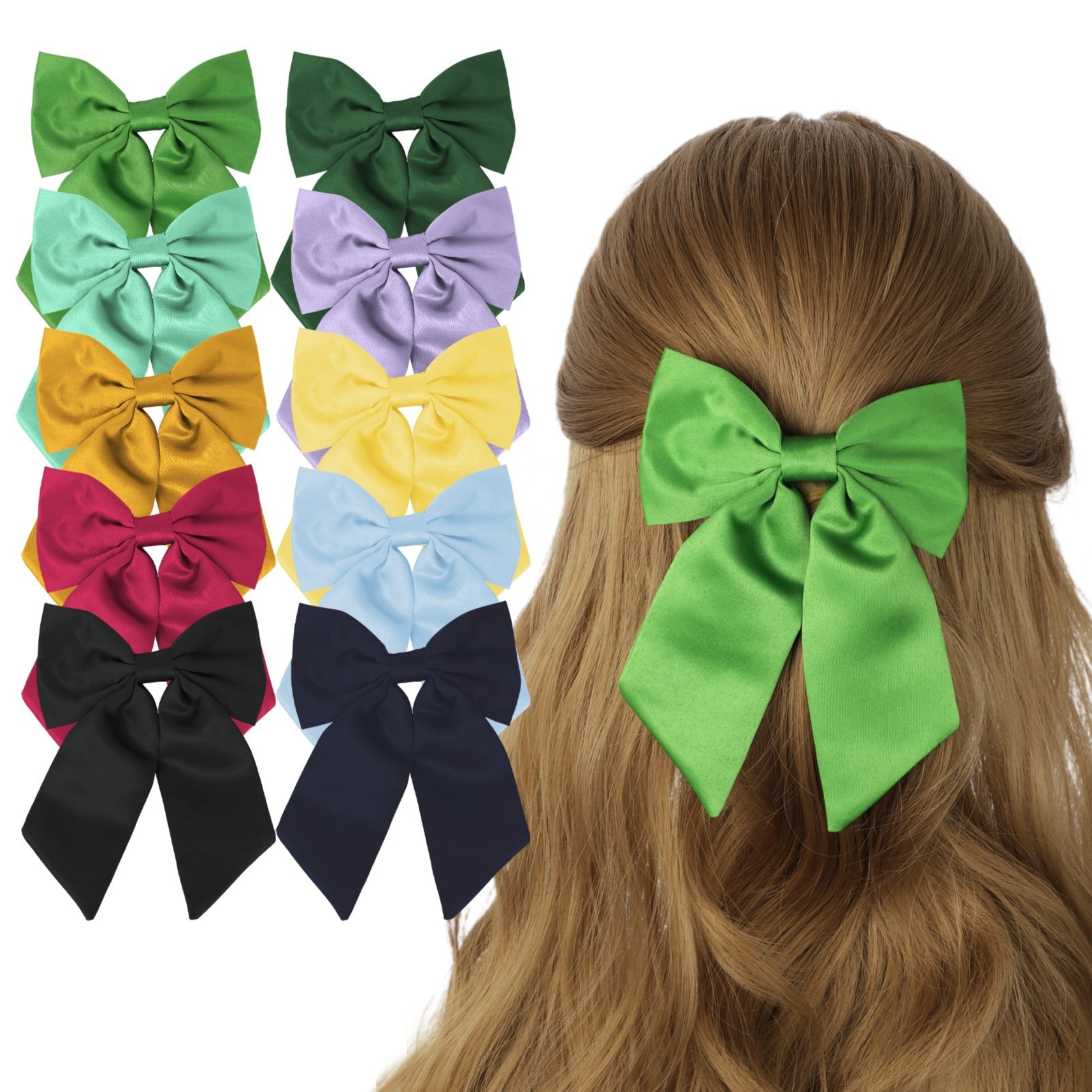 Mens Clips Suspenders Pre Tied Bow Tie Girls Bowknot Hairpin Set with Pocket Square Y Shape Adjustable Braces Ideal for Wedding