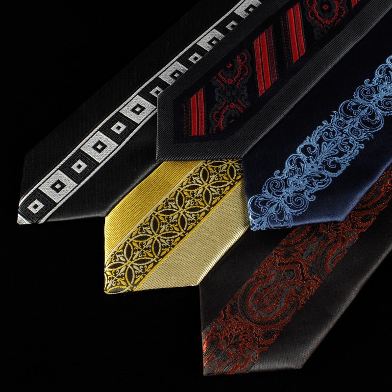 New Style Men's Necktie Classic Polyester Tie Stripe Pattern Woven Jacquard Neck Ties