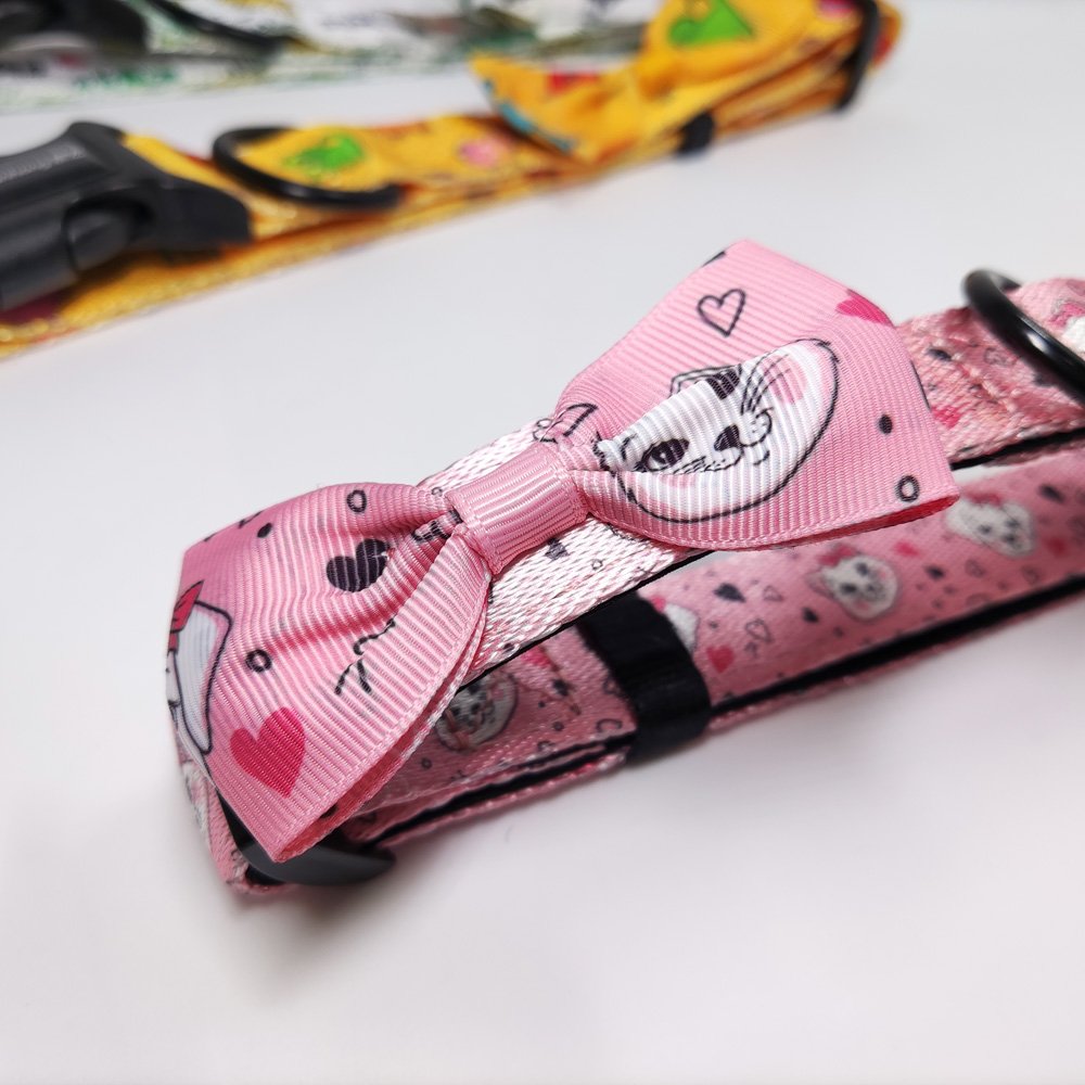 Fashion Cute Bowknot Decorative Custom Printing Pattern Polyester Bow Tie Collars For Pet Dog Cat