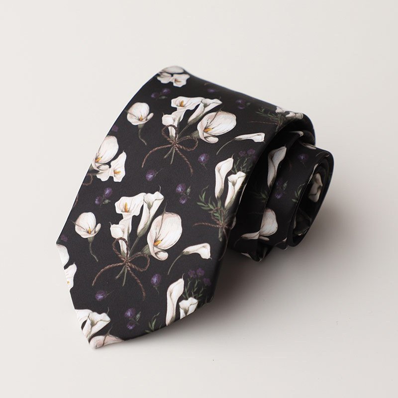 Hot Sale Wholesale Flower Man Printed Necktie Polyester Neck Tie 8CM Width For Business Male Suits Ties