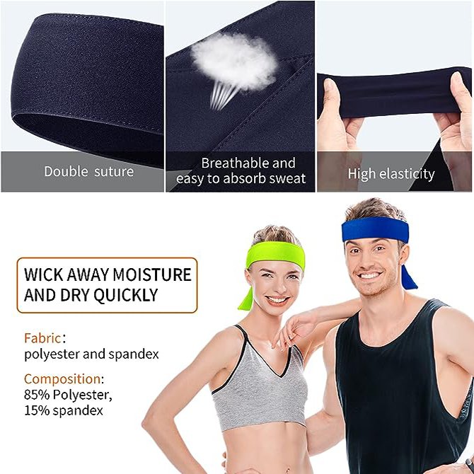 Custom Logo Women Unisex Headbands Hairband Running Workout plain blank Fabric Hair Cool Head Tie Sports Headband For Men