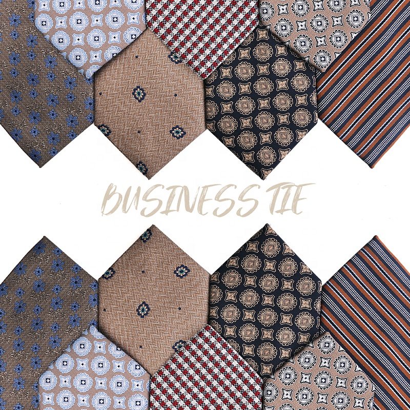 Classic Design khaki Stripe Floral Plaid Pattern Business Handmade Men's Tie Woven Jacquard Neck Ties For Man