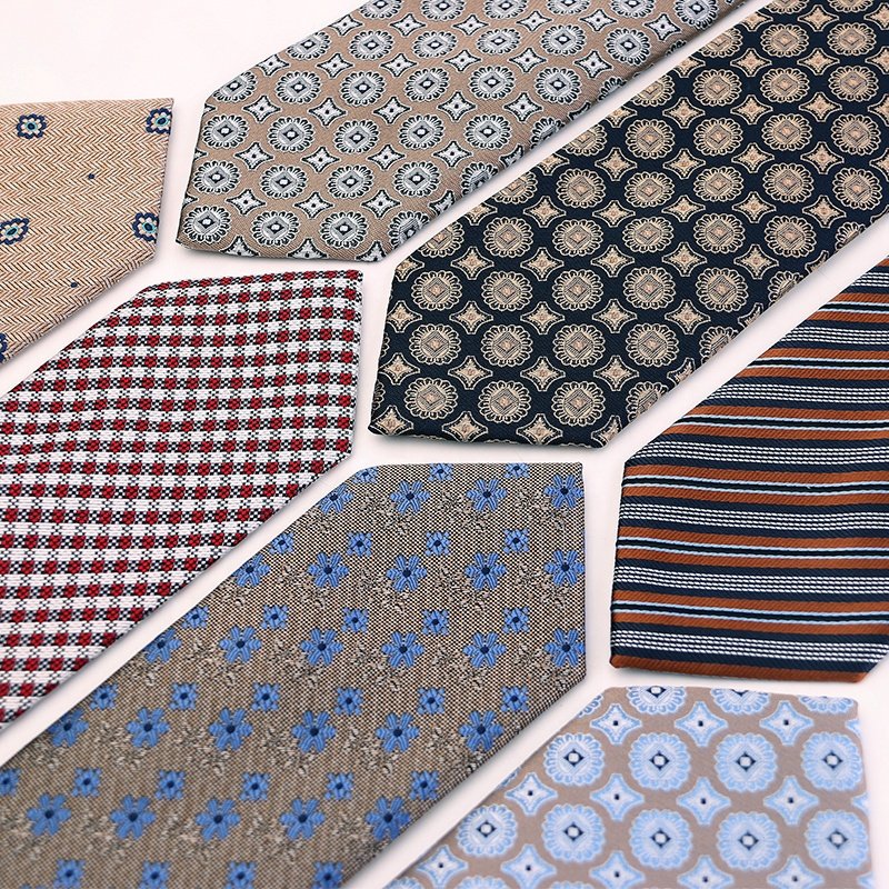 Classic Design khaki Stripe Floral Plaid Pattern Business Handmade Men's Tie Woven Jacquard Neck Ties For Man