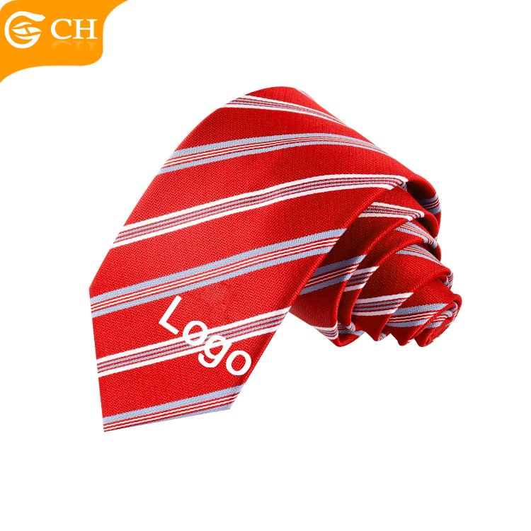 OEM Factory Designer Import Blue Red Business Neckties For Men Personalized Striped Navy Woven Polyester Custom Logo Tie Tie
