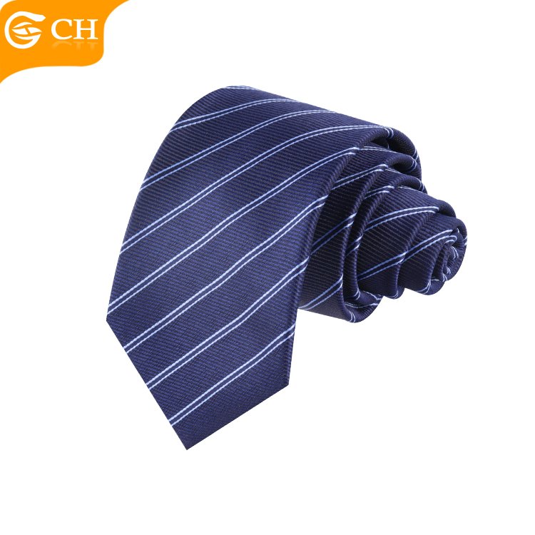 OEM Factory Designer Import Blue Red Business Neckties For Men Personalized Striped Navy Woven Polyester Custom Logo Tie Tie