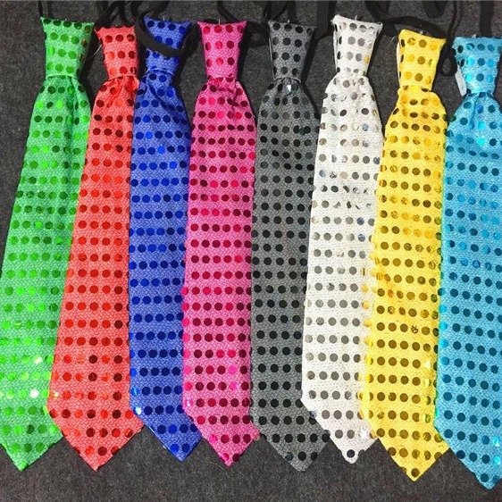 Hot Selling Led Rainbow Glitter Glow Tie For Both Men And Women Kids Flashing Tie For Party Decoration
