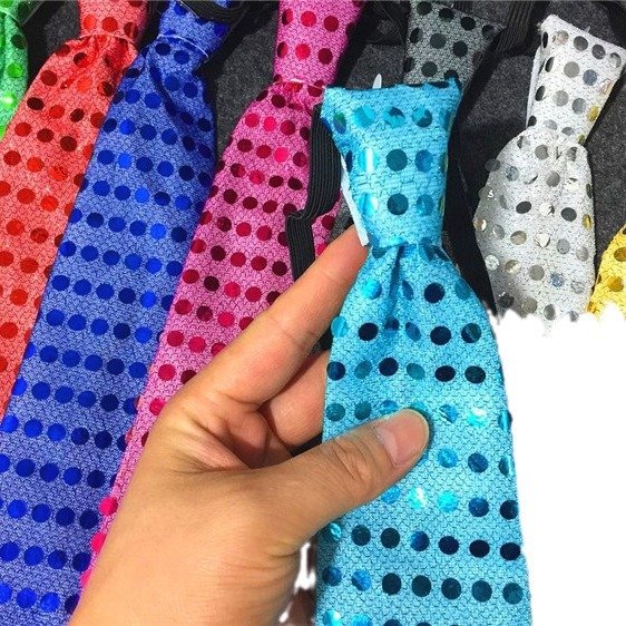 Hot Selling Led Rainbow Glitter Glow Tie For Both Men And Women Kids Flashing Tie For Party Decoration