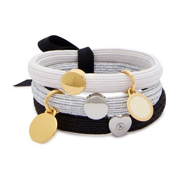 Custom logo metal charms bracelet ponytail hair ties elastic hair band hairband headband for women Ladies