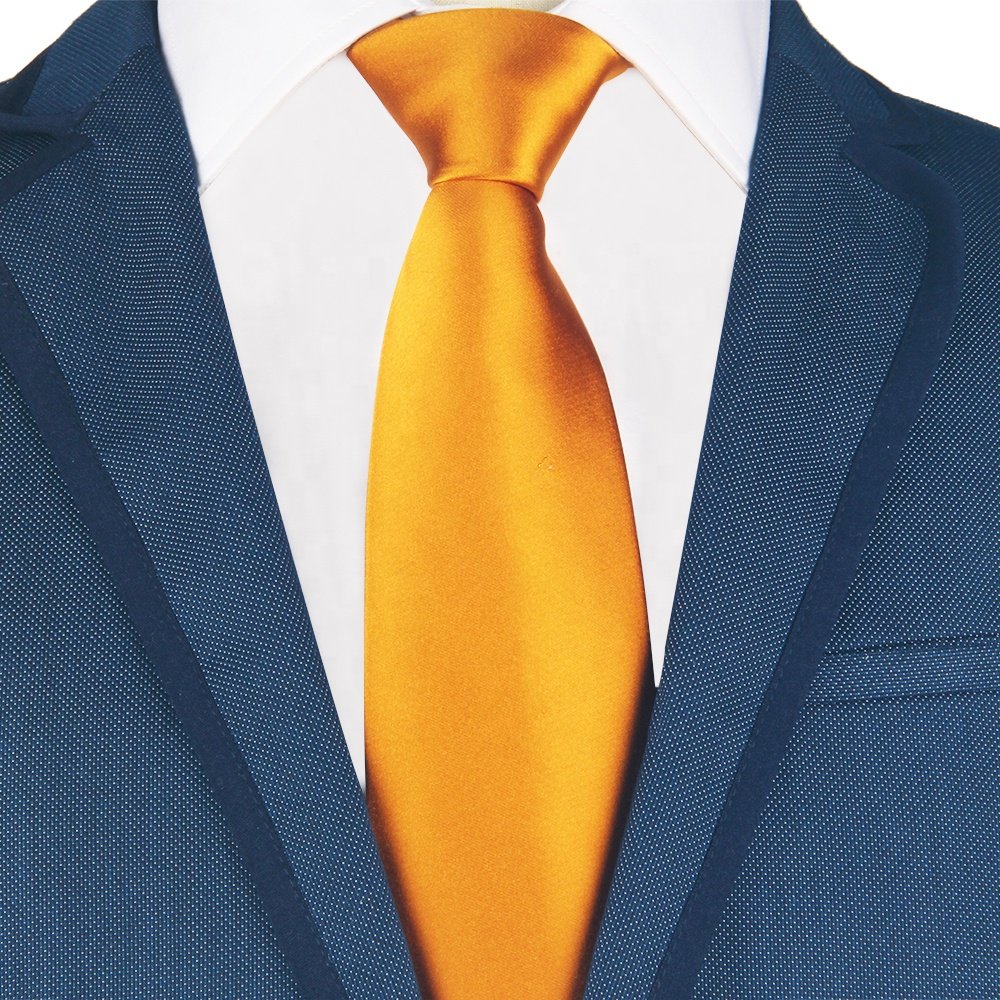 Man Fashion Elegant 100% Silk Handmade Orange Yellow Paisley Plaid Golden Tie