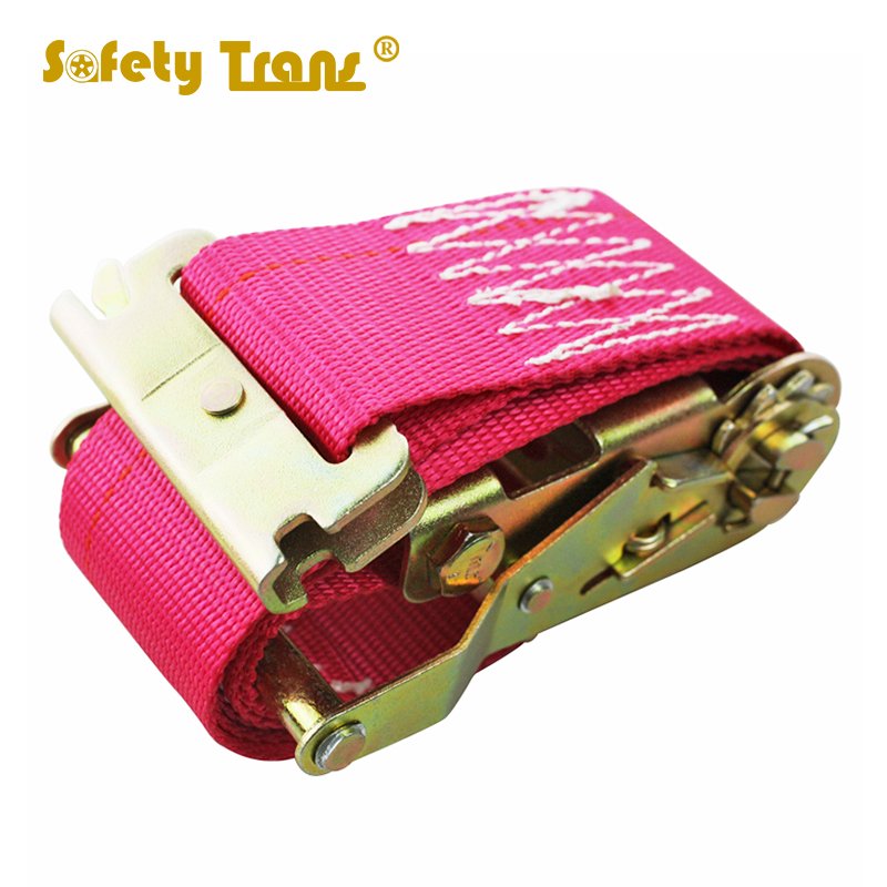 Customized 2inch 2ton Aluminium Handle Ratchet tie down webbing strap with Hook