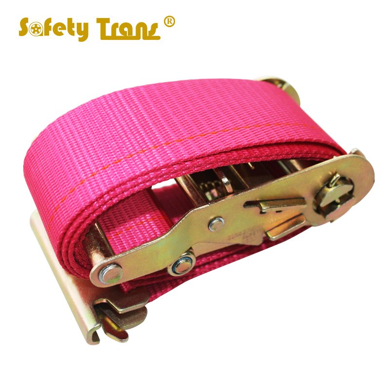 Customized 2inch 2ton Aluminium Handle Ratchet tie down webbing strap with Hook