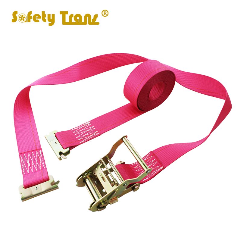 Customized 2inch 2ton Aluminium Handle Ratchet tie down webbing strap with Hook
