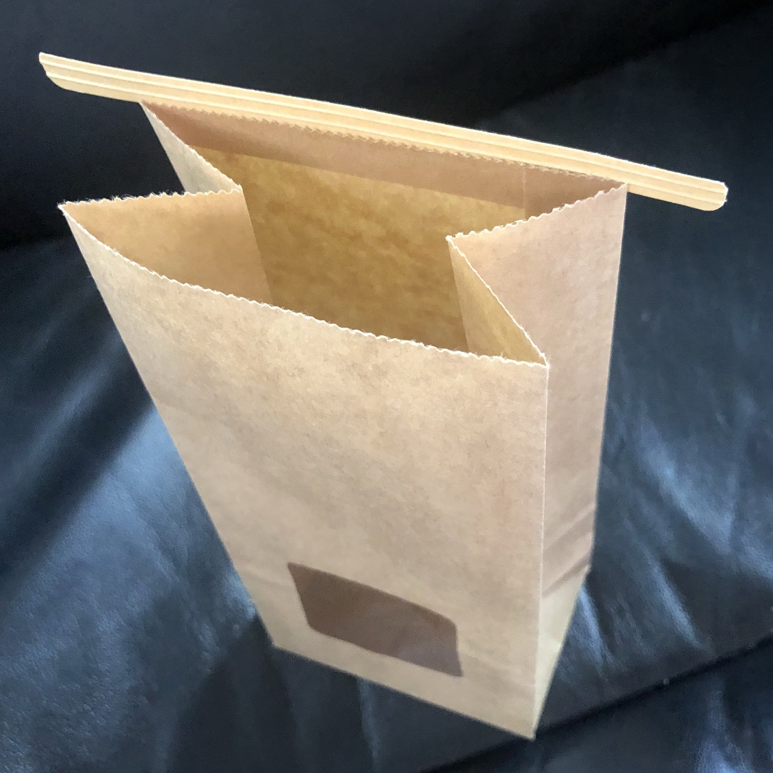Brown Paper Food Bag Flat Bottom Coffee Cookie Dessert Tin Tie Paper Bag With Clear Window