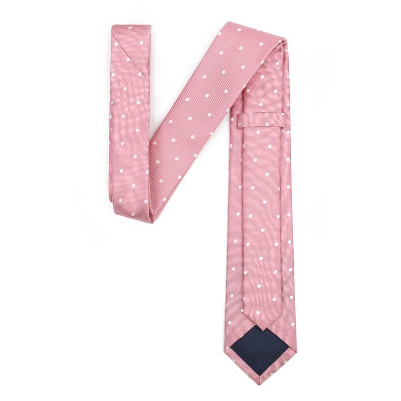 New Hot Pink Wedding Neck Tie Classic Polka Dot Woven Jacquard Neckties For Men
